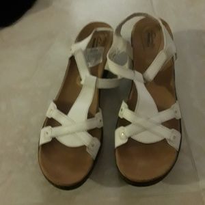 White Clark sandals